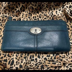 Fossil Marlow Zip Clutch Heritage Blue